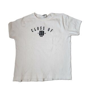 Class of 2003 Women’s Junior T‑Shirt L/XL White Short Sleeve Tee Y2K